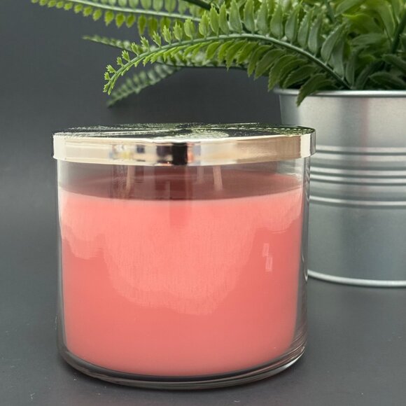 BBW Snowy Peach Berry Bath & Body Works 3 Wick Candle - Picture 2 of 10